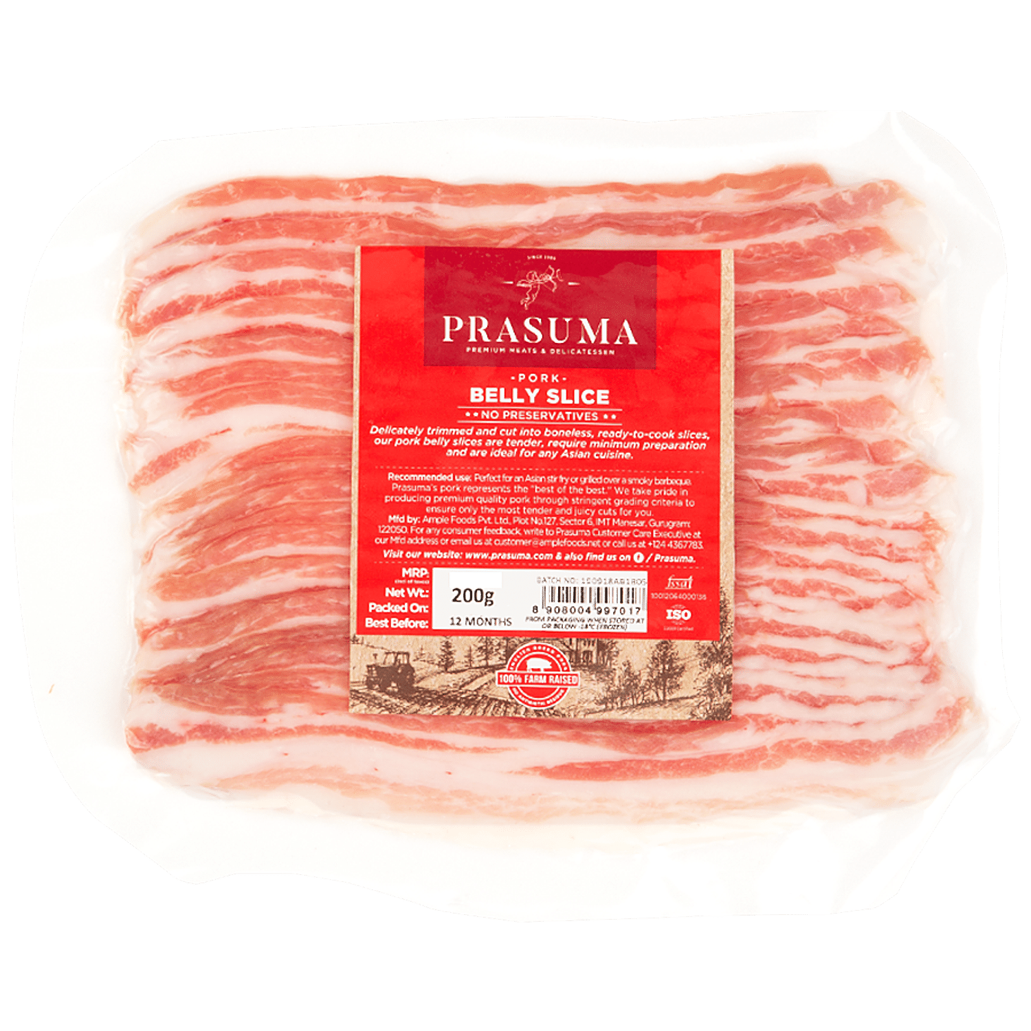 Prasuma Pork - Belly Slice, 200 g