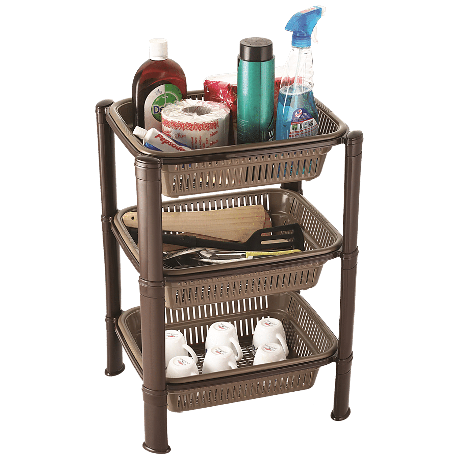 Buy Nakoda Prestige Multipurpose Kitchen Storage Rack - Big III, Assorted  Colour, Length 430, Width 315, Height 583 mm Online at Best Price of Rs 559  - bigbasket