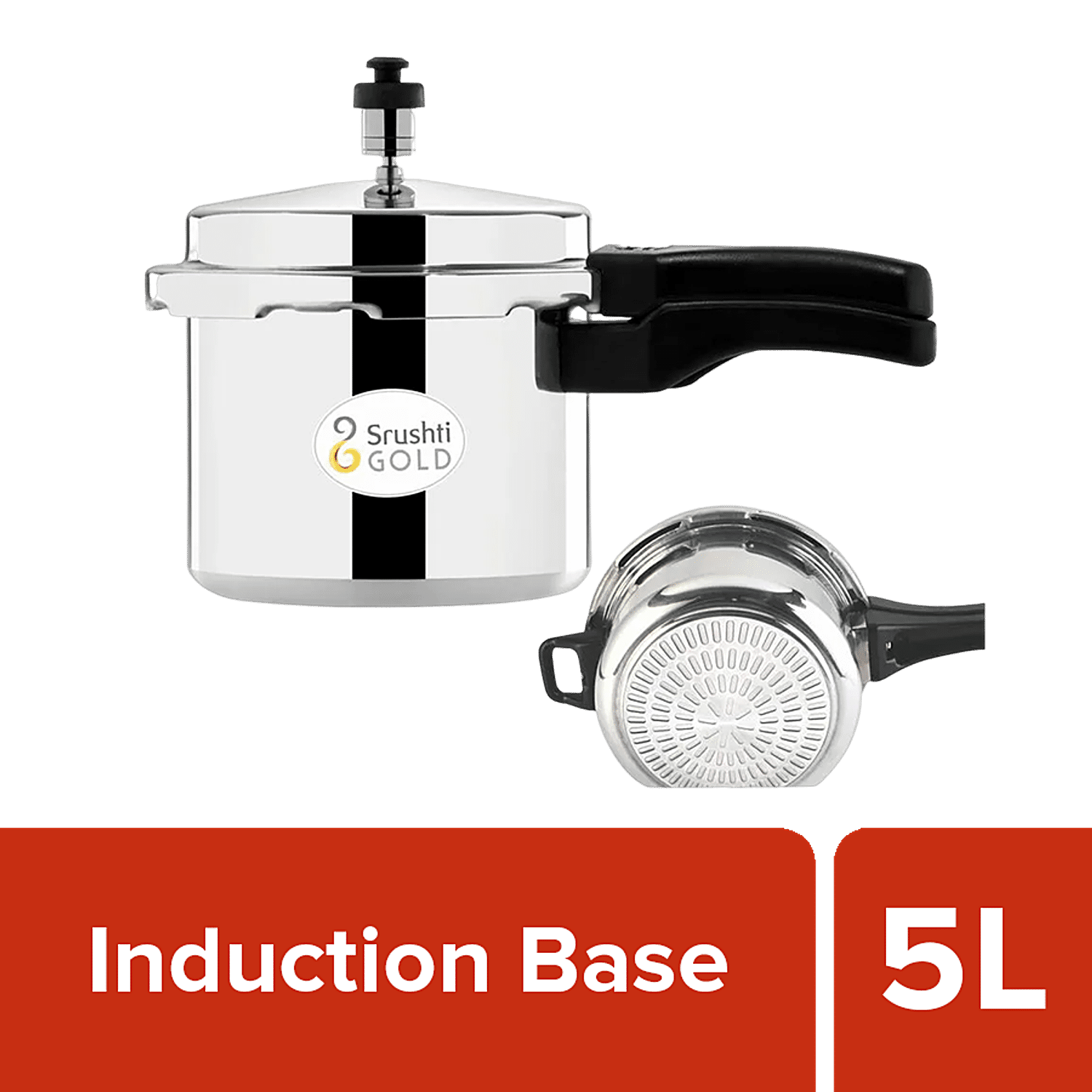 Induction Base Aluminum Pressure Cooker - 5 Litres - 5 L