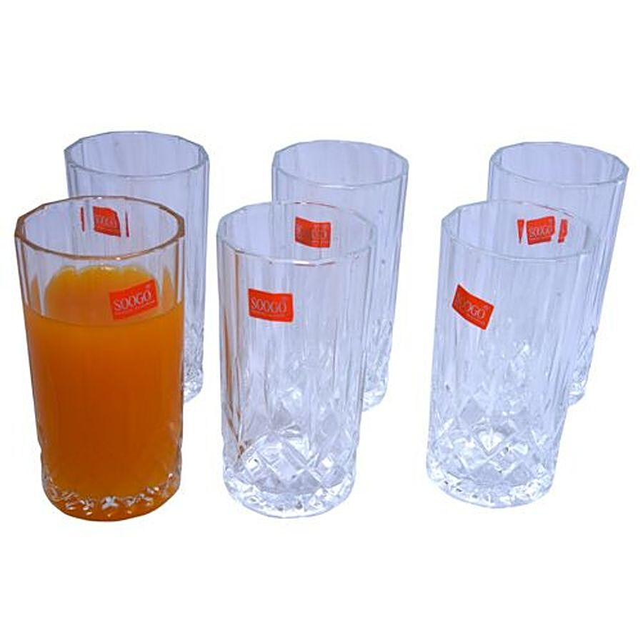 6 Glass Soogo Printed Drinking Glassware Set, For Kitchen