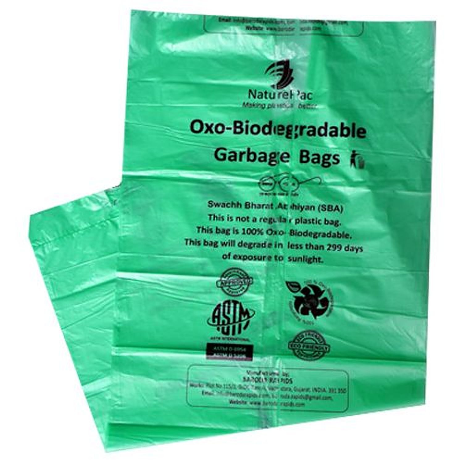 Buy Haahaa Oxo-Biodegradable Garbage Bags - Jumbo, Green, Compostable,  Twist & Tie, 60 cm x 127 cm Online at Best Price of Rs 180 - bigbasket