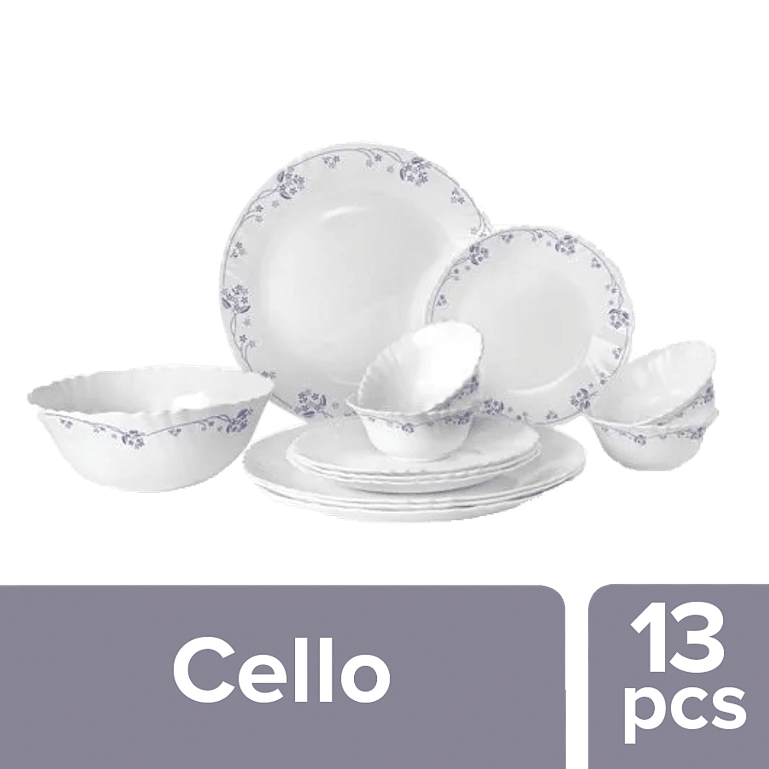 Buy Cello Dinner Set - Opalware, Dainty Blue, White Online at Best