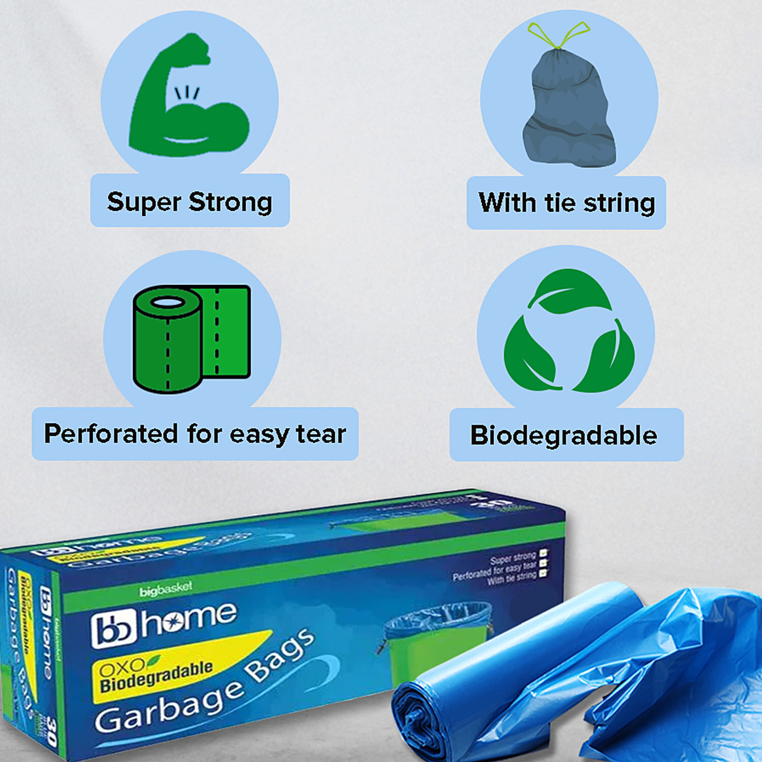 Buy Ezee Bio Degradable Garbage Bags/Trash Bags/Dustbin Bags - 48 cm x 53  cm Online at Best Price of Rs 75.33 - bigbasket