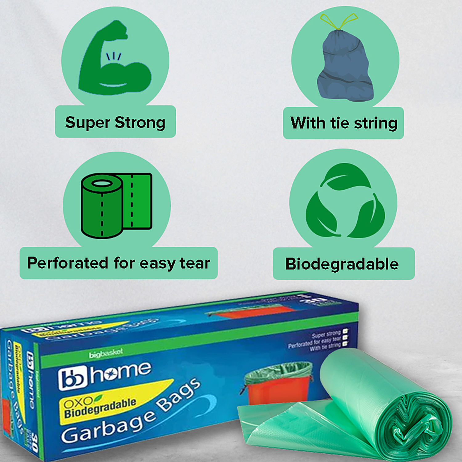 Biodegradable Green Garbage Bag Roll