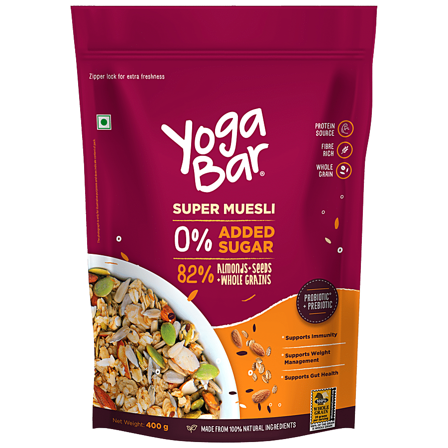 Yogabar Crunchy Muesli 700G, Almond & Quinoa Crunch, Healthy Protein Food  & Breakfast Cereal, Added Special Almonds, Quinoa & Whole Grains