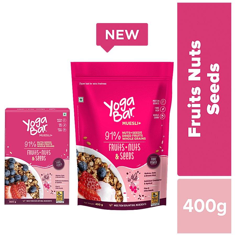 Yoga Bar Muesli Combo - Fruits, Nuts & Seeds And Dark Chocolate Cranberry,  80 g