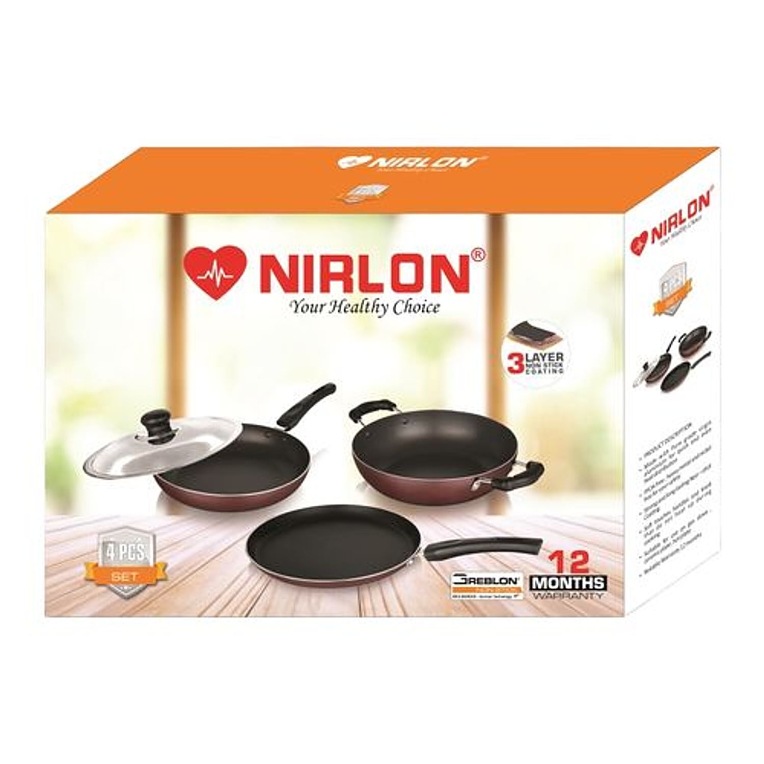 Buy Nirlon Induction Base Non-Stick Cookware Gift Set - Regal Purple, Dosa  Tawa 26 cm + Fry Pan 24 cm +Kadai with Glass Lid 24 cm Online at Best Price  of Rs 1499 - bigbasket