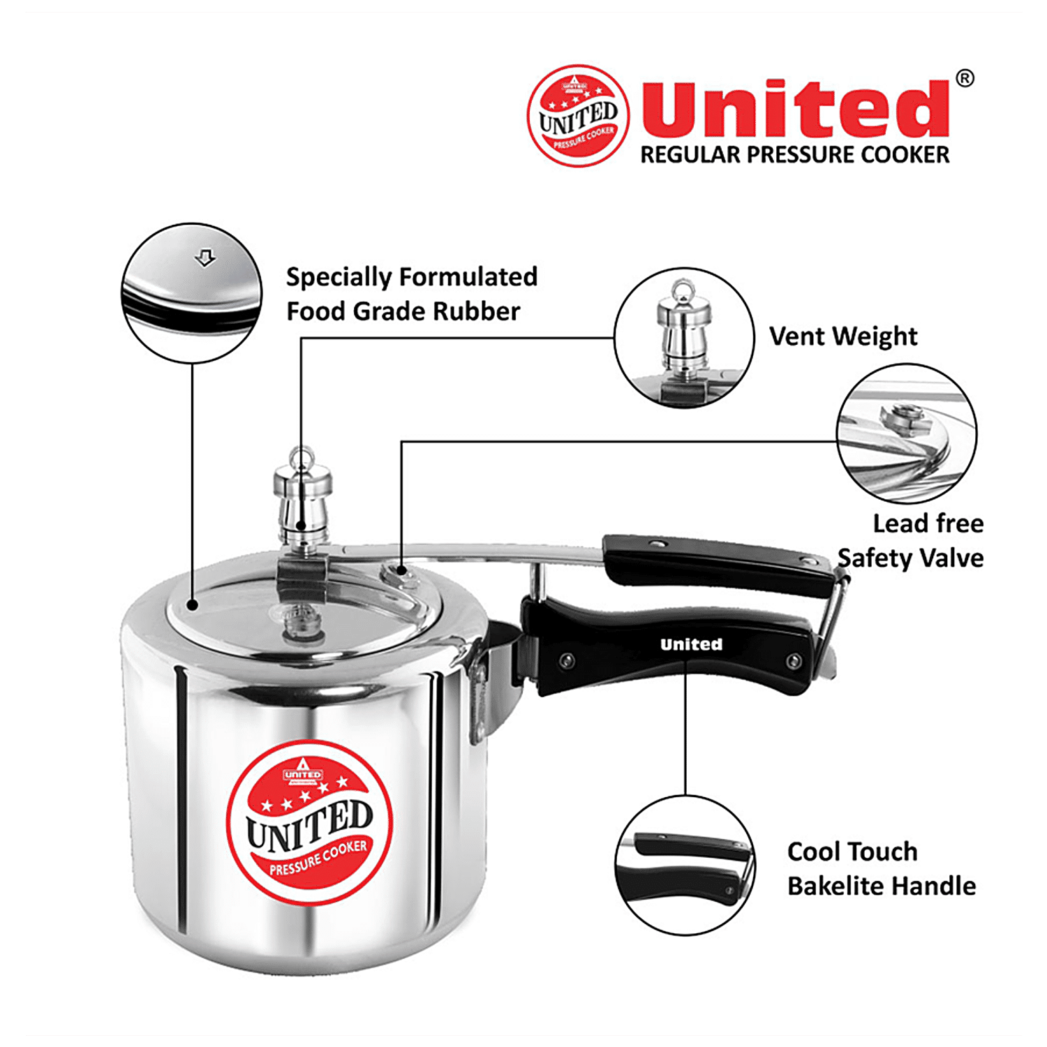 Buy United Aluminium Pressure Cooker Regular Tall Body Silver