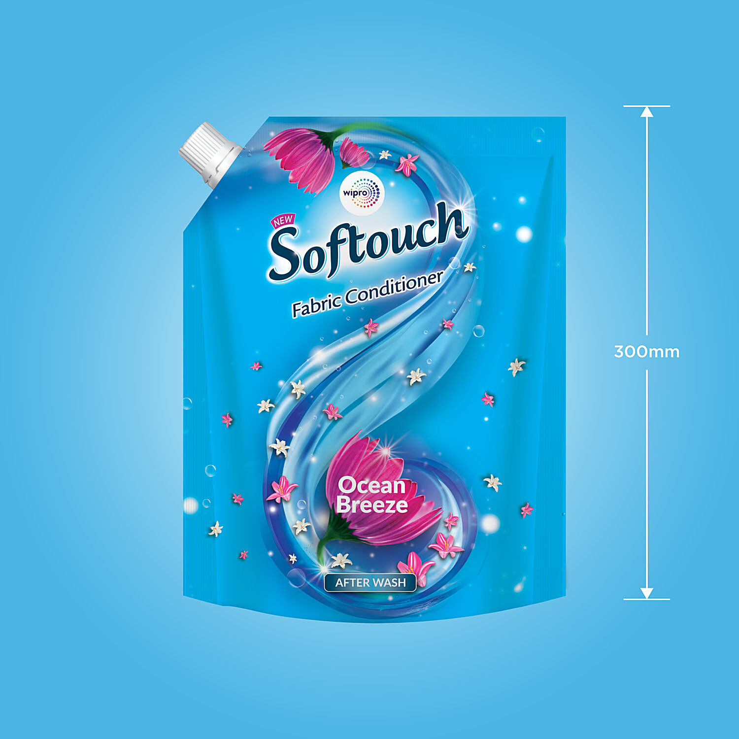 Softouch Ocean Breeze Fabric Conditioner with Encapsulation Technology, After Wash Liquid Fabric Softener With Long-Lasting Jasmine, Citrus & Rose  Fragrance