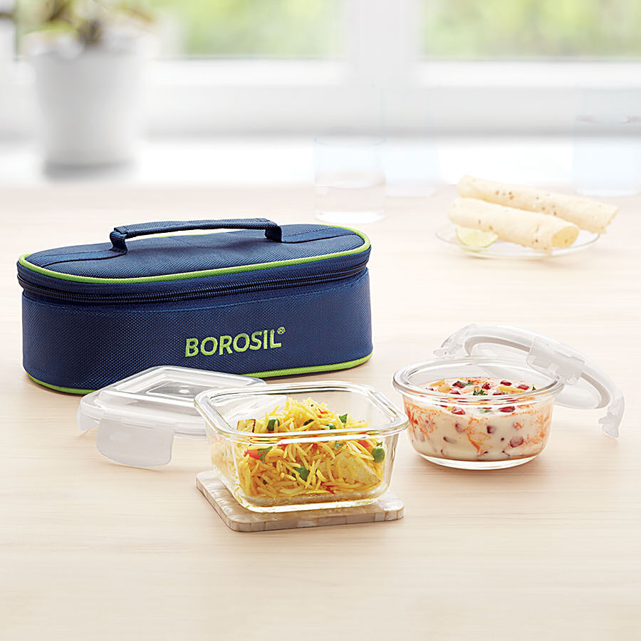 Buy Borosil Microwave Safe Lunch Box 3 Containers Online