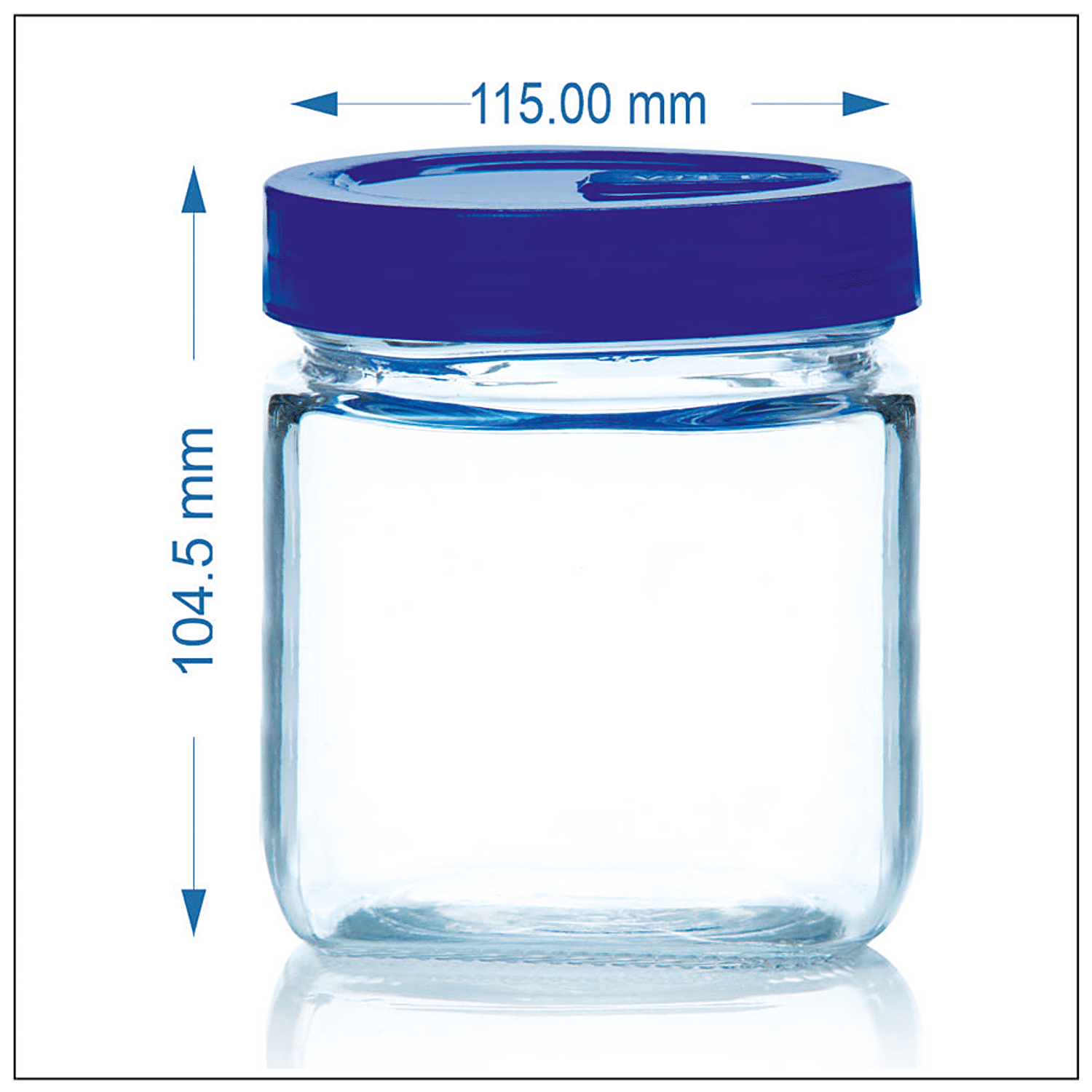 Buy Yera Glass Jar - With Blue Lid, Square, Pantry/Cookie/Snacks