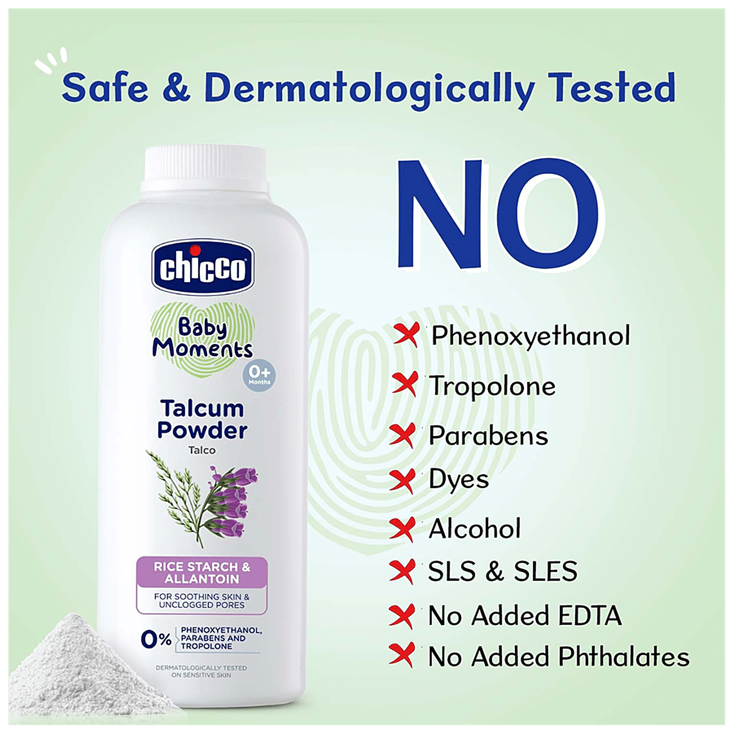 Chicco Baby Moments Talcum Powder, New Advanced Formula with Natural  Ingredients to Prevent Rashes & Irritation, Creates :: SMILE BABY