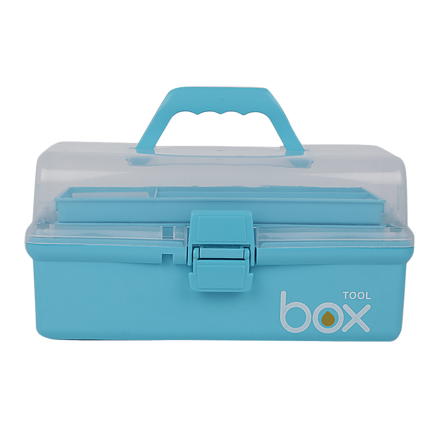 DP Tool Box With Handle - Organiser, Clip Lock, Plastic, Transparent Lid,  Assorted Colours, 1 pc