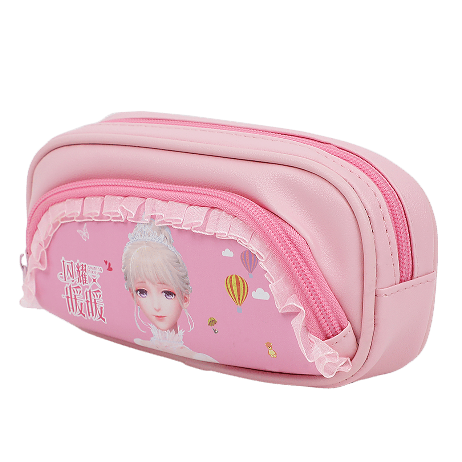 DP Printed Fabric & PU Pencil Pouch - Pink, BB1262DPNK, 1 pc