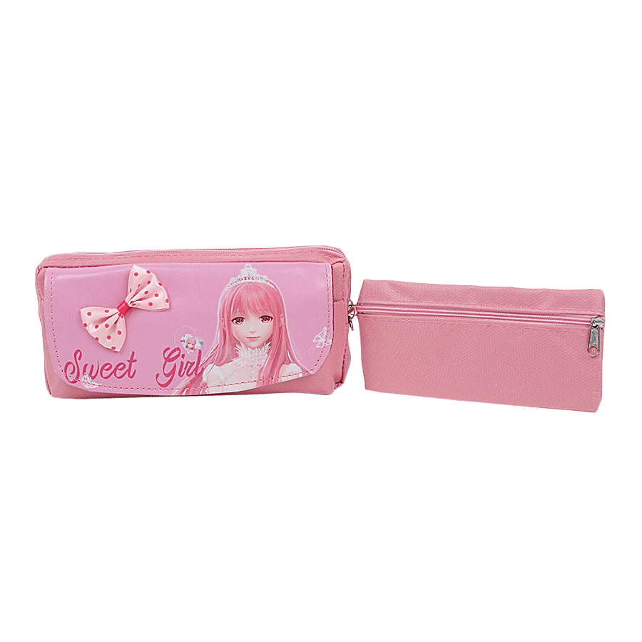 Buy DP Printed Fabric & PU Pencil Pouch - Pink, BB1264DPNK