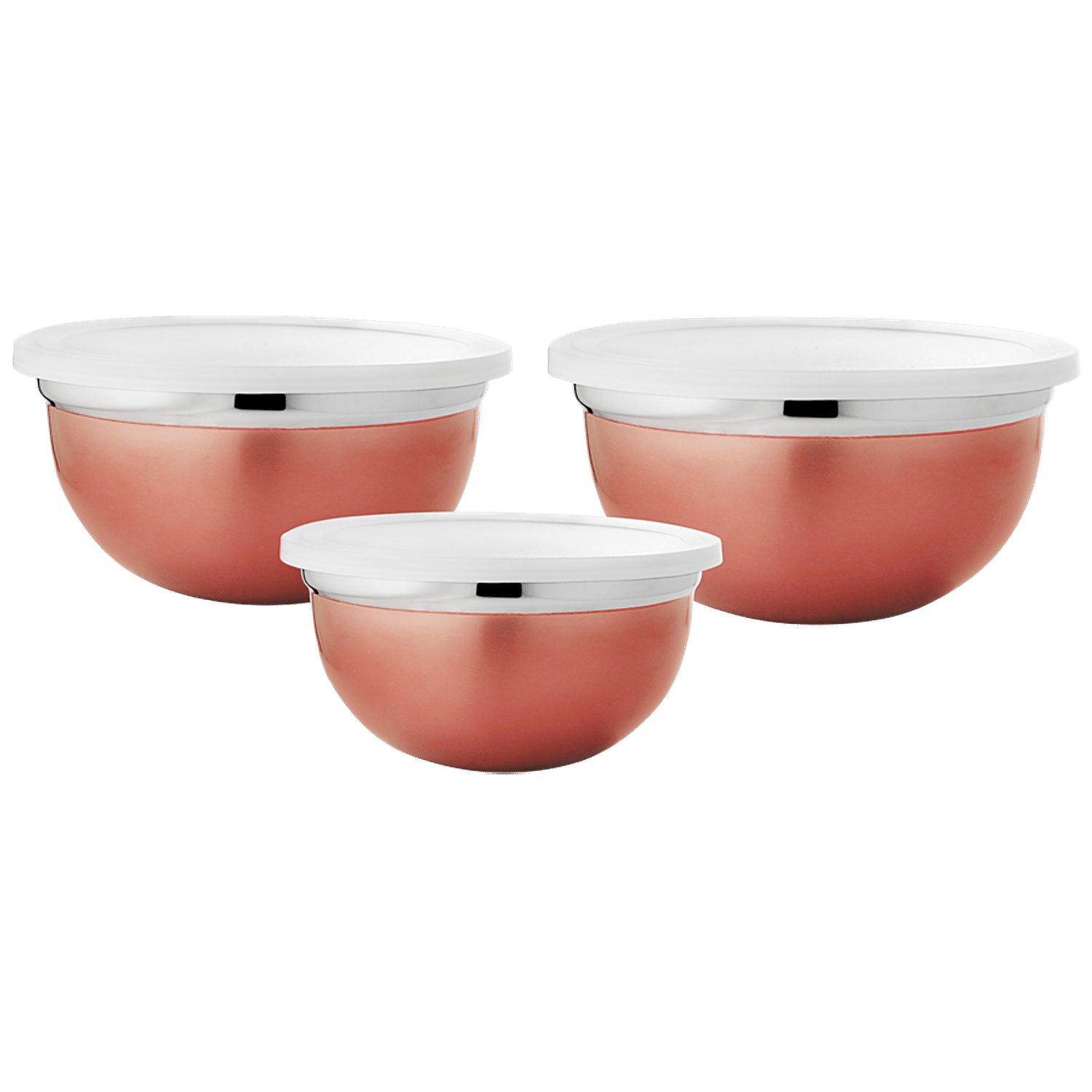 Stainless Steel Mixing Bowl(Set of 3) With Lid Golden Instant Noodle Bowls  Soup Food Container