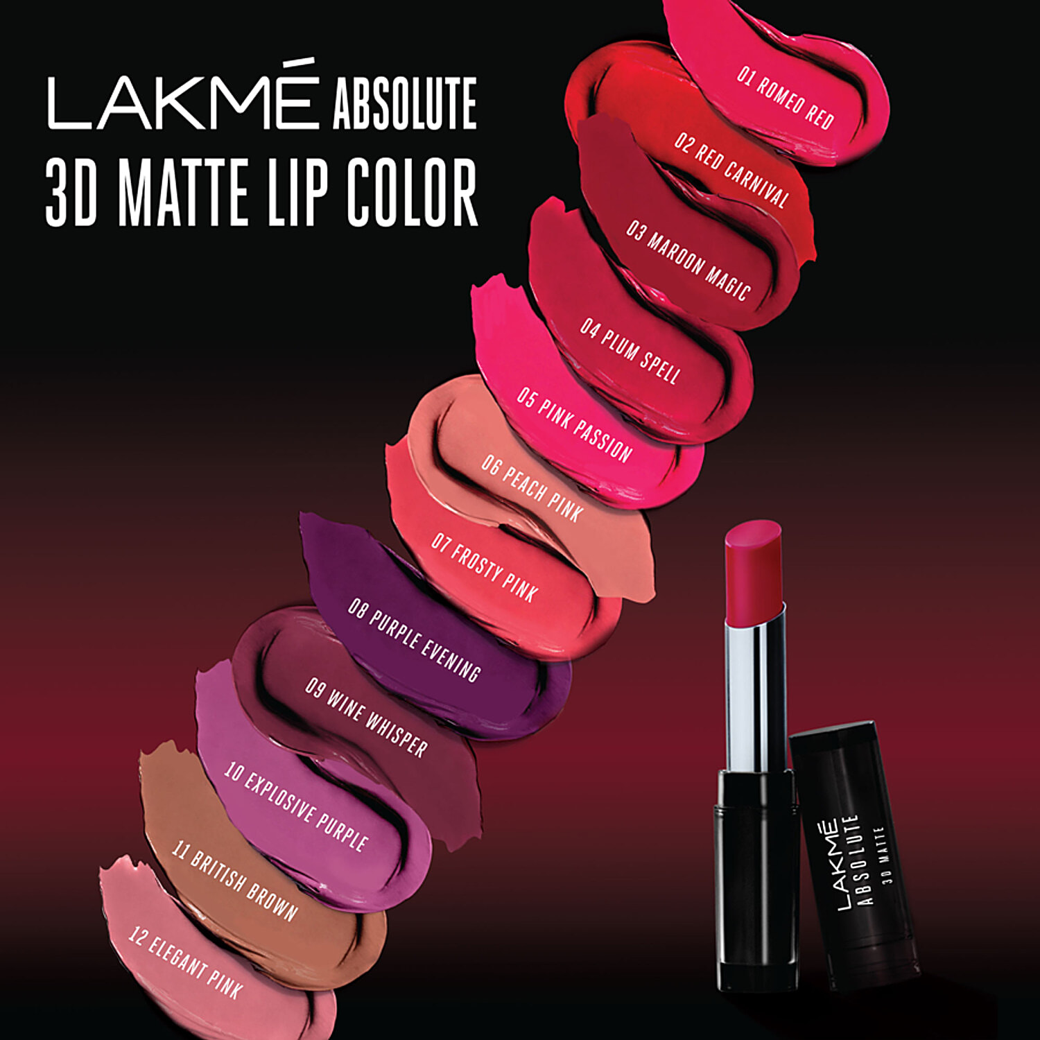 lakme absolute 3d lipstick swatches