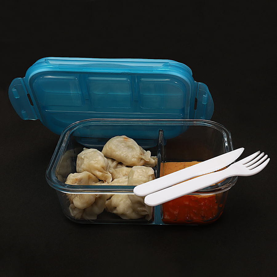 BORREY Microwave Glass Lunch Box Rectangle Glass Lunch Box With Thermal Bag  Compartment Food Container Storage Food Bento Box