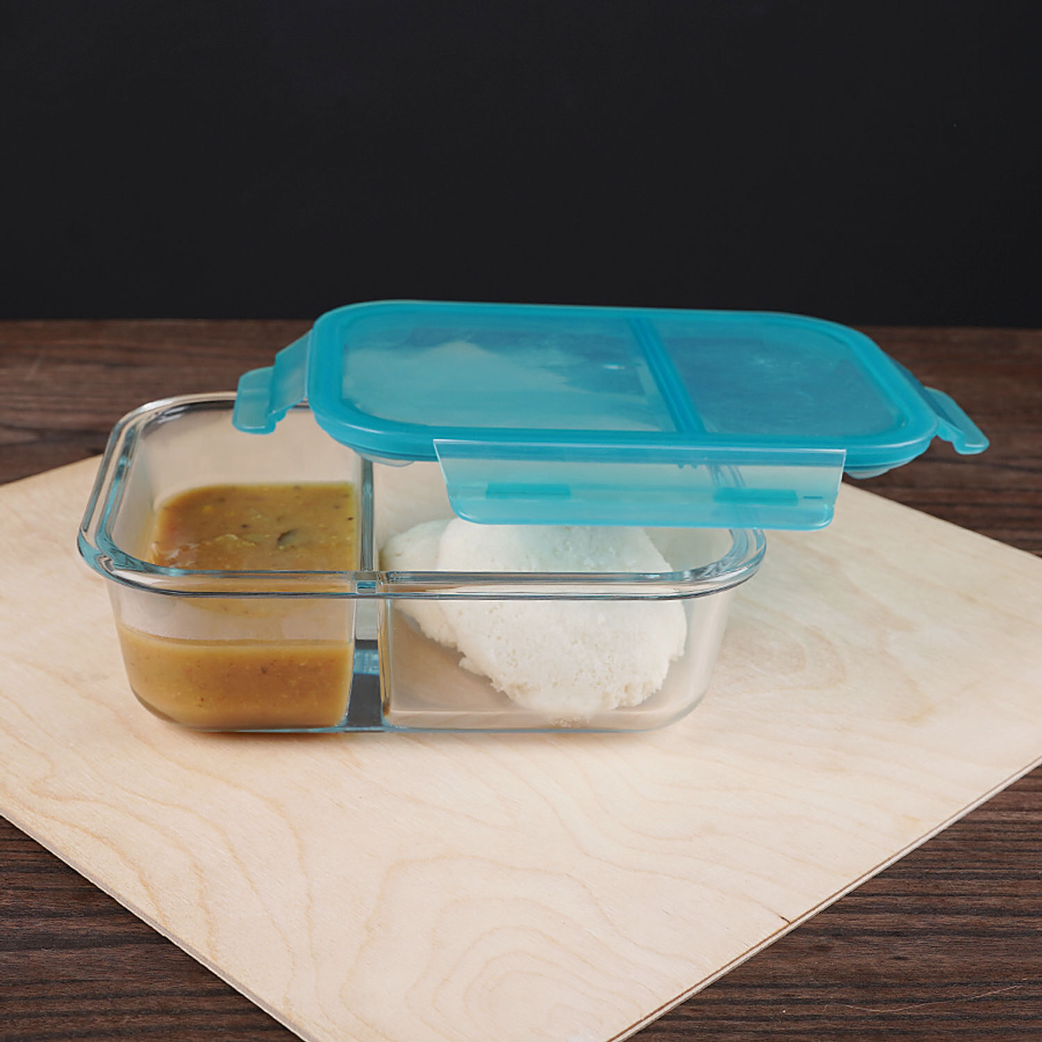 Buy BB Home Glass Lunch Box/Storage Borosilicate Container With Compartment  - Rectangular, Sea Green Online at Best Price of Rs 499 - bigbasket