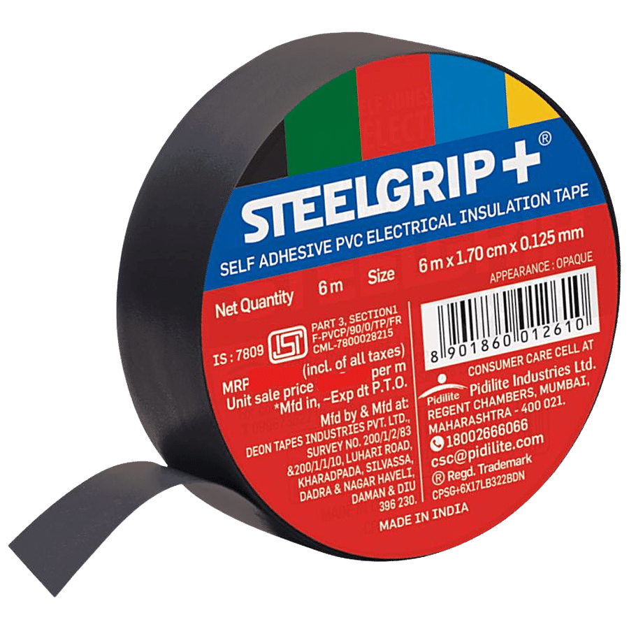 Buy Steelgrip Steelgrip+ Self Adhesive PVC Electrical Insulation Tape - 6 M  Online at Best Price of Rs 14.25 - bigbasket
