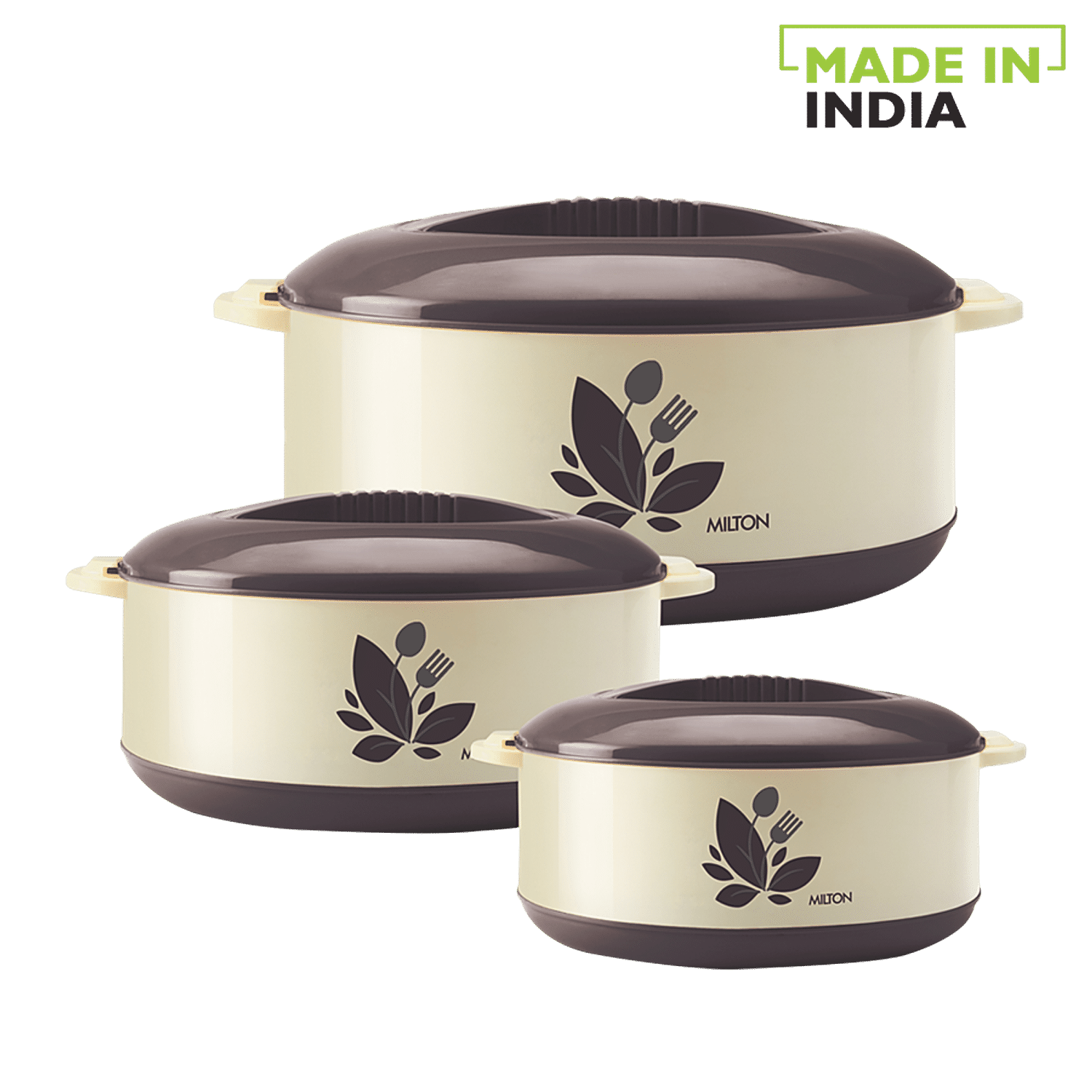 Milton Treat Hot Pot Insulated Casserole with Stainless Steel Insert, White - 1000/1500/2500 ml - 3PC Set