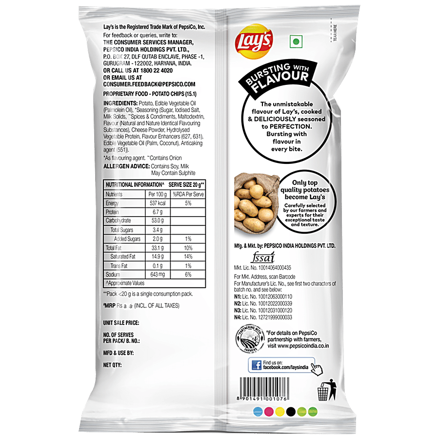 lays sour cream and onion nutrition facts
