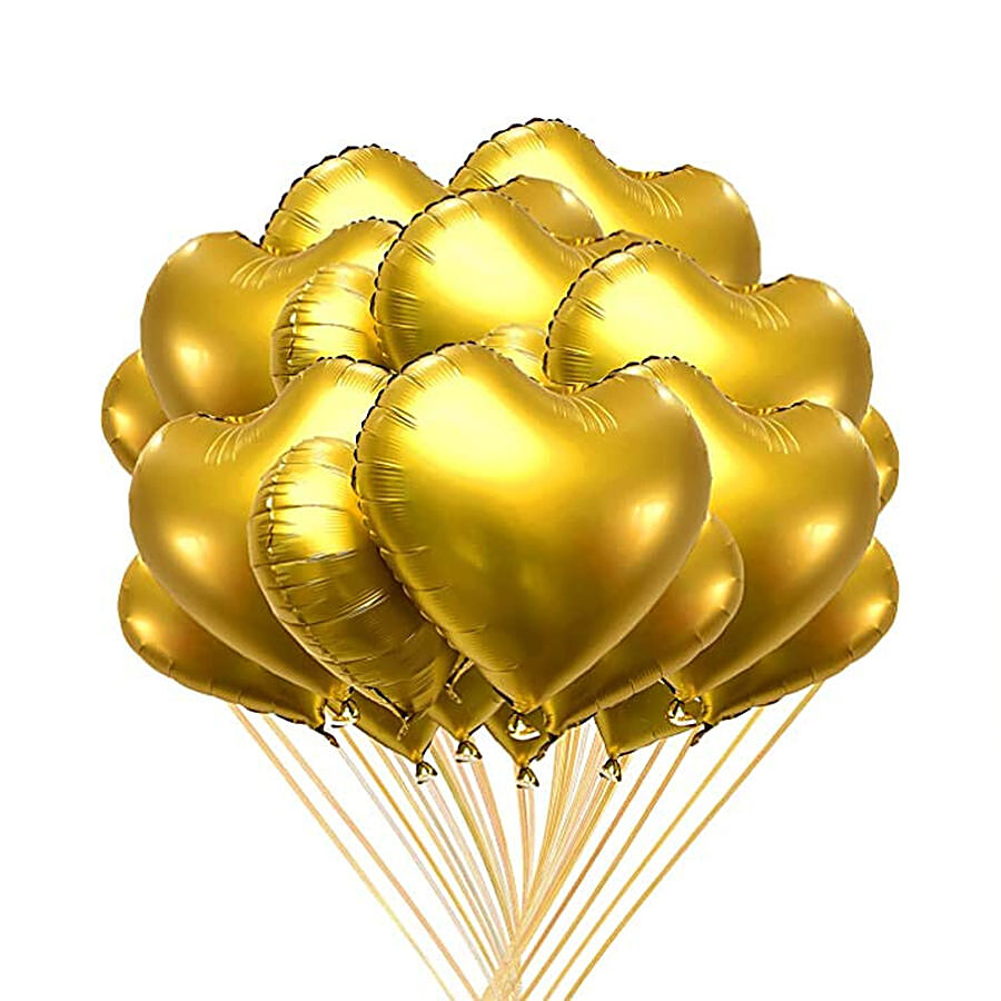 Buy Hankley Heart Foil Balloons - 46 cm , For Decorations, Golden