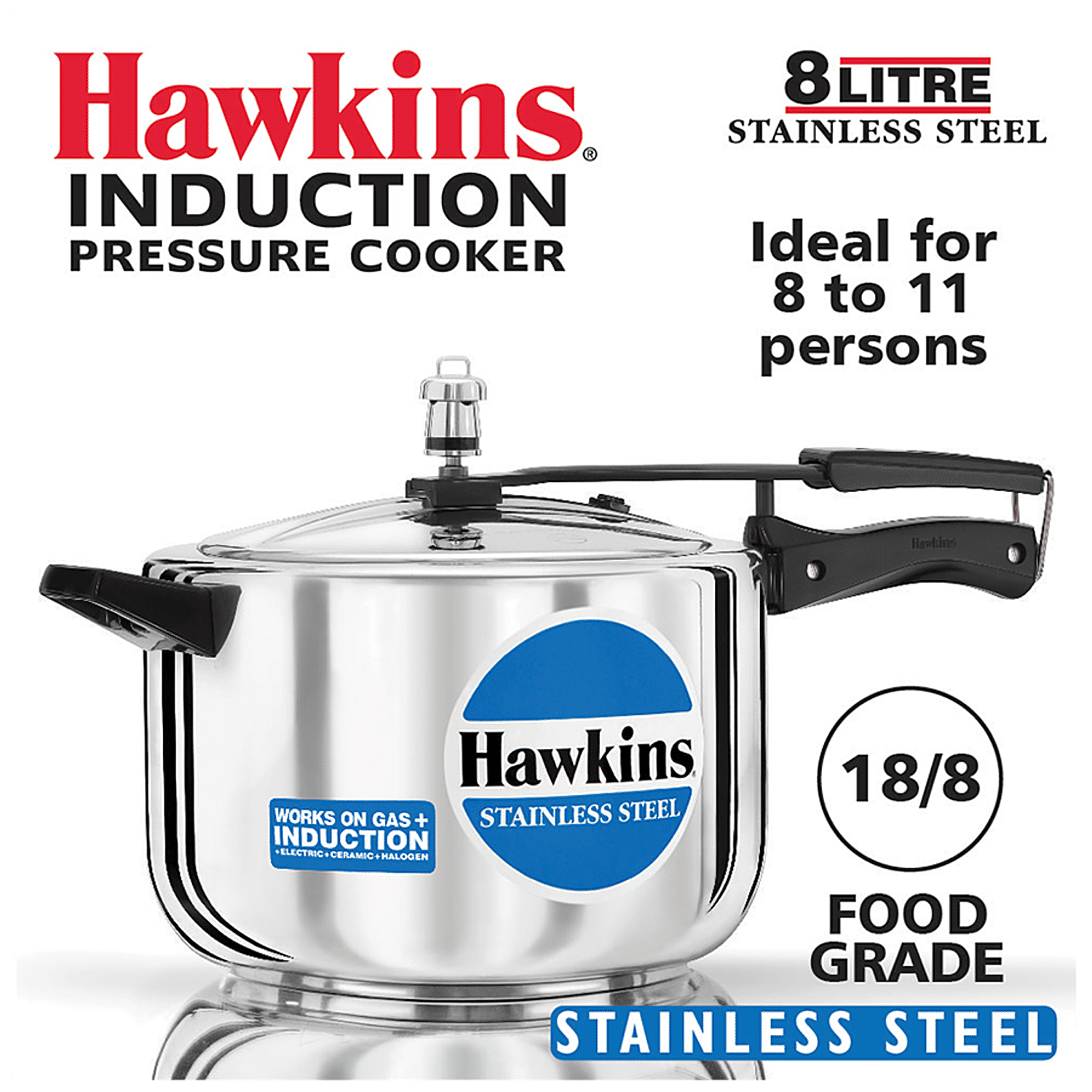 Hawkins B85 8.0 Liter Stainless Steel Pressure Cooker