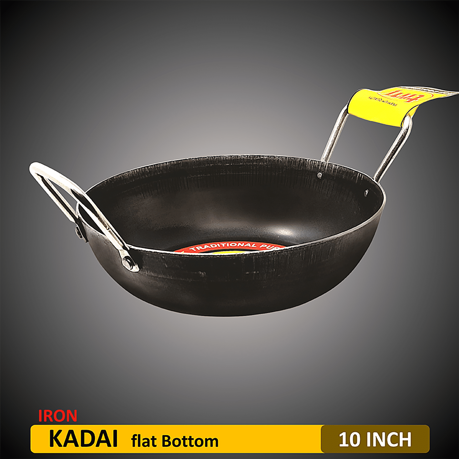 Buy Trm Pure Iron Kadai - Flat Bottom, 25 cm, with Handle Online