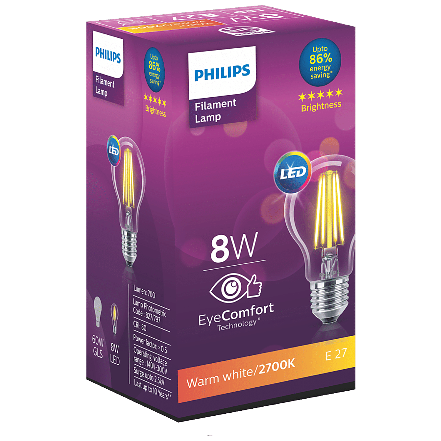 Buy Philips Hue Bulbs E27 (A60-Filament) 7W 550lm Warm-to-cool