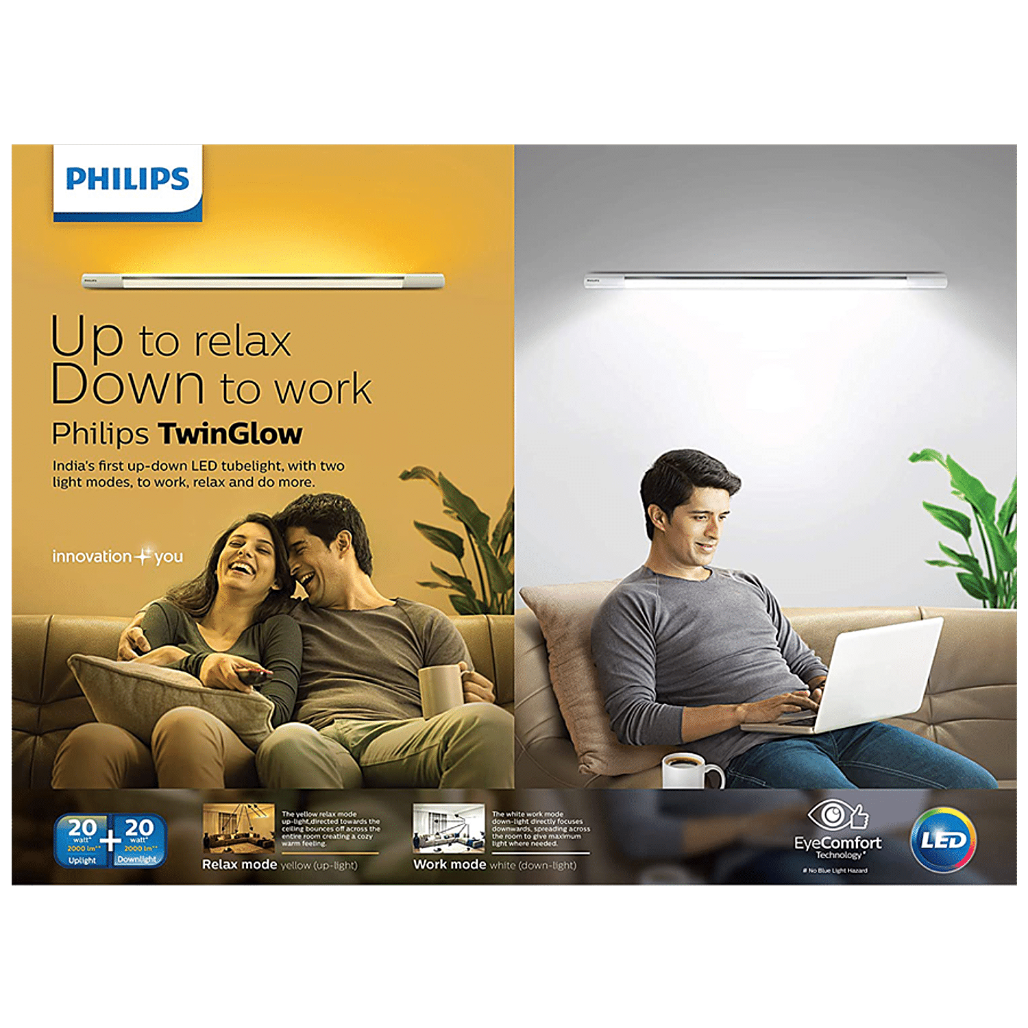 Buy Philips LED Tubelight Twin Glow 20 W 20 W Yellow Cool