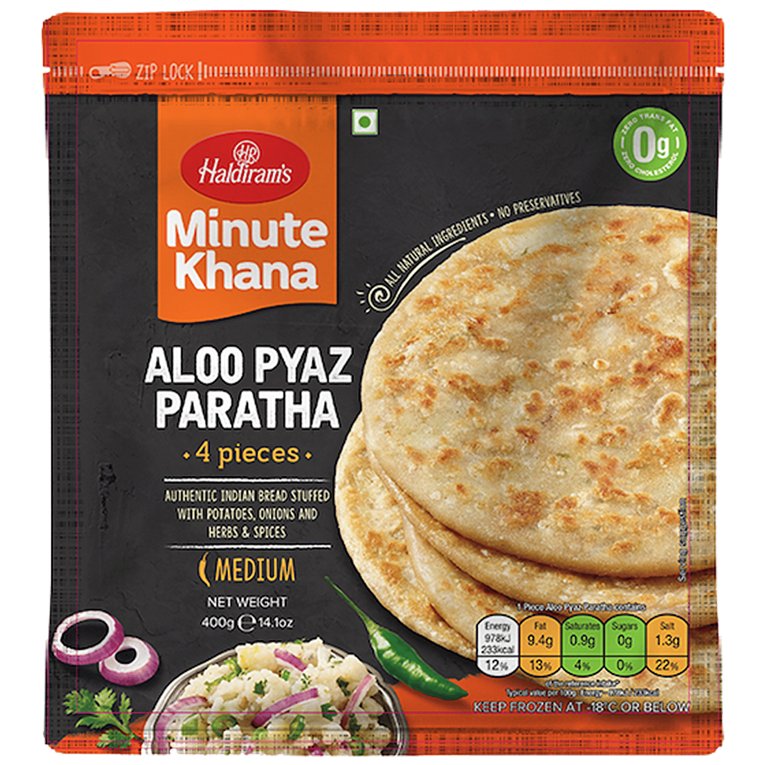 Haldiram's Aloo Pyaz Paratha - Minute Khana, 400 g