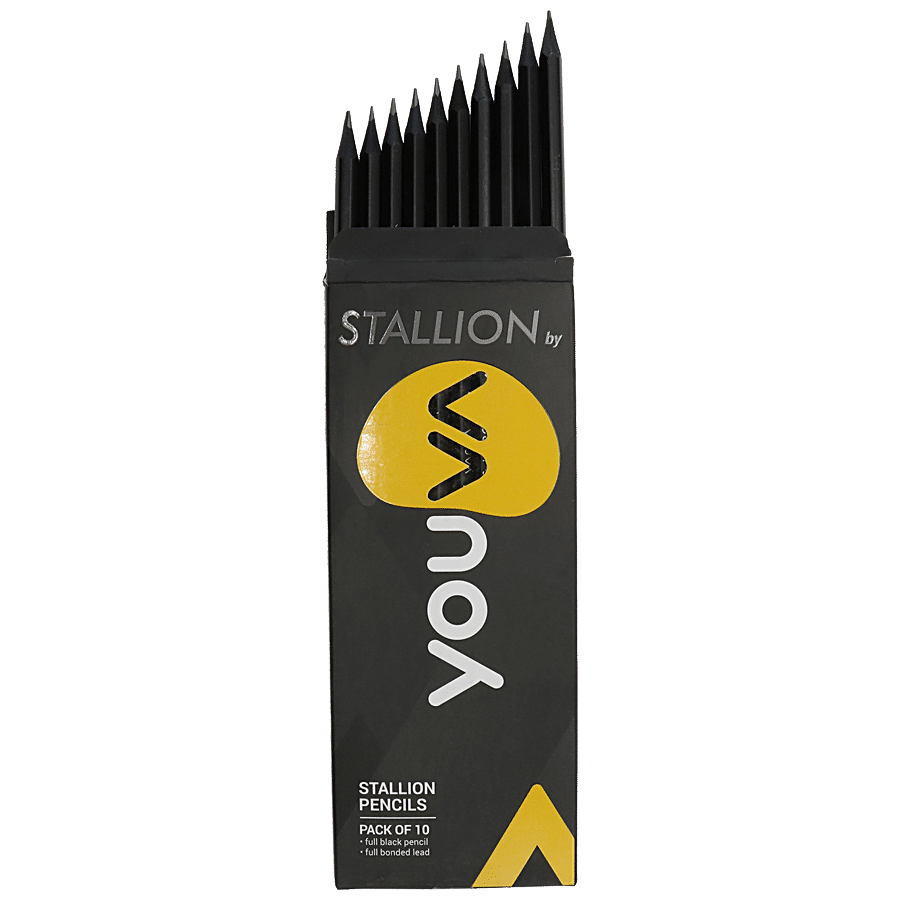 Navneet Youva - Stallion Pencils, Full Black & Bonded, 10 pcs