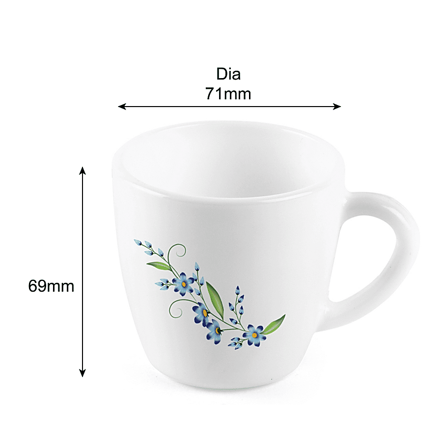 Cello Opalware Tea/Coffee Cup Medium (Set Of 6Pcs)