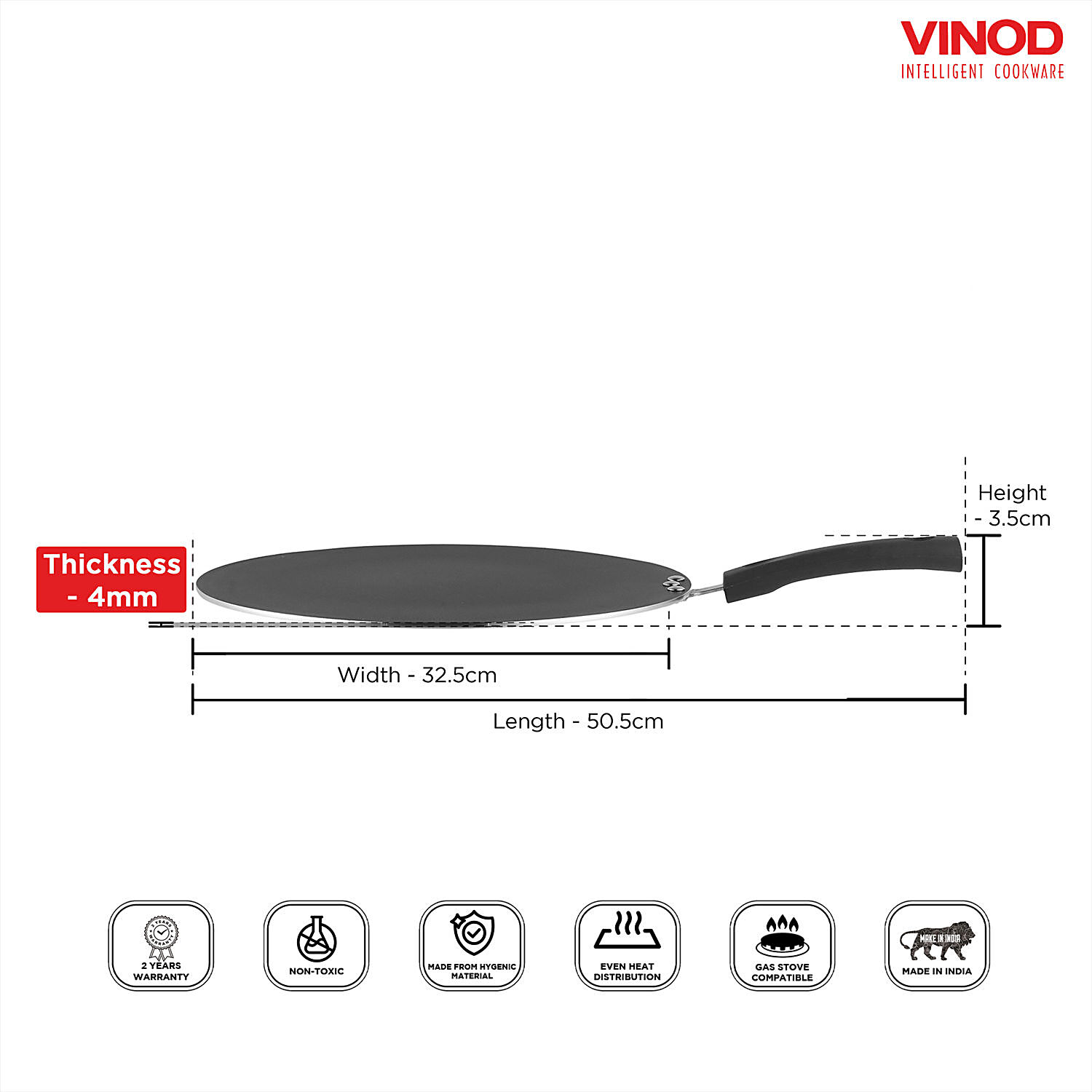 Buy Vinod Vinod Aluminium Non-Stick Tawa - 30 cm, 3 mm, Bakelite Handle,  Zest Online at Best Price of Rs 1099 - bigbasket