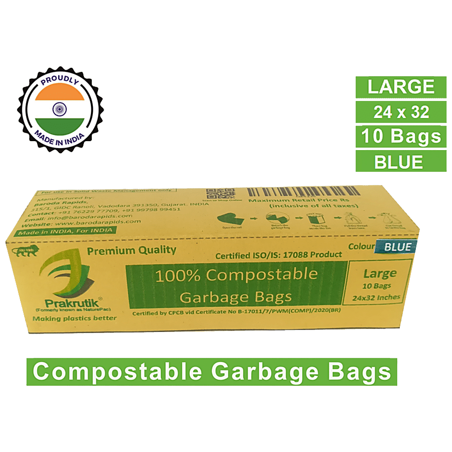 Buy PRAKRUTIK Biodegradable Garbage Bags, Blue (Small Size, 43Cmx51Cm/17x20  Inches), 180 Bags Online at Best Prices in India - JioMart.