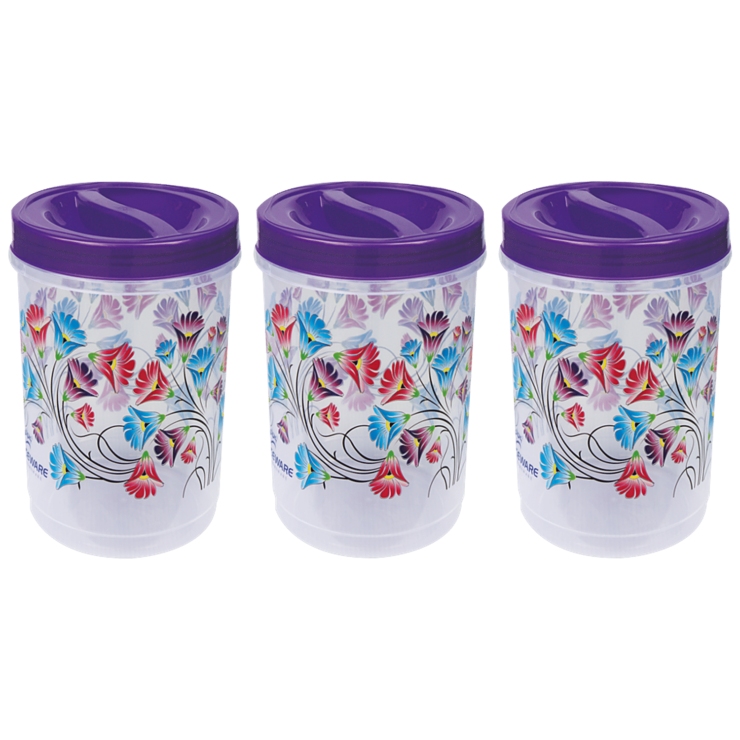 Princeware Dal Chana Plastic Storage Container/Dabba Set - Twister,  BPA-Free, 9431, Violet, 1.23 L