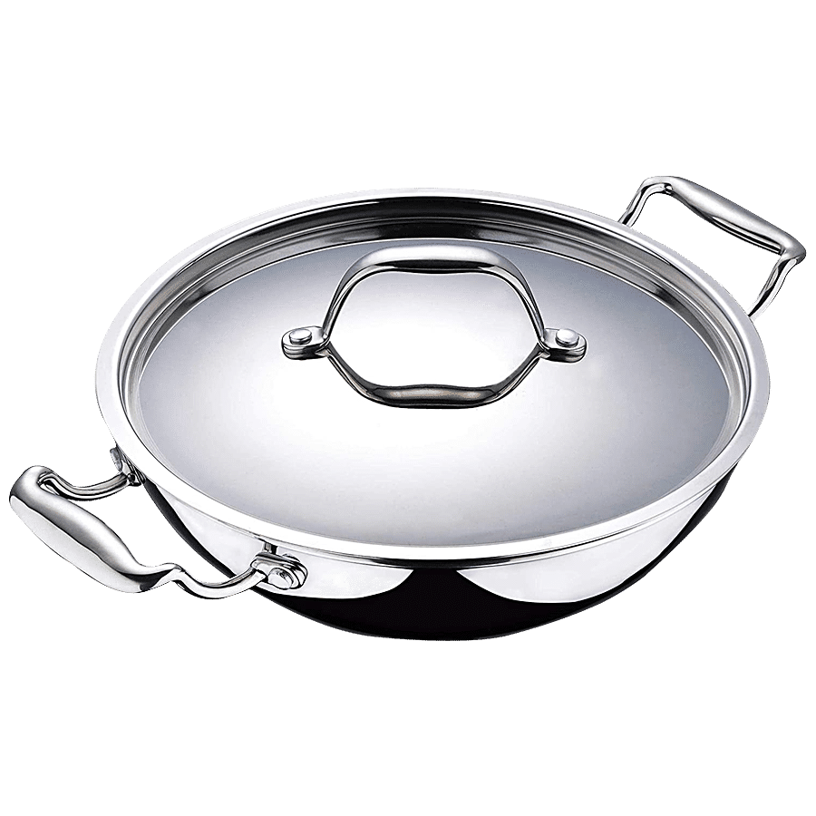 Buy Coconut Triply Stainless Steel Kadai with Lid 2.5 L Online at