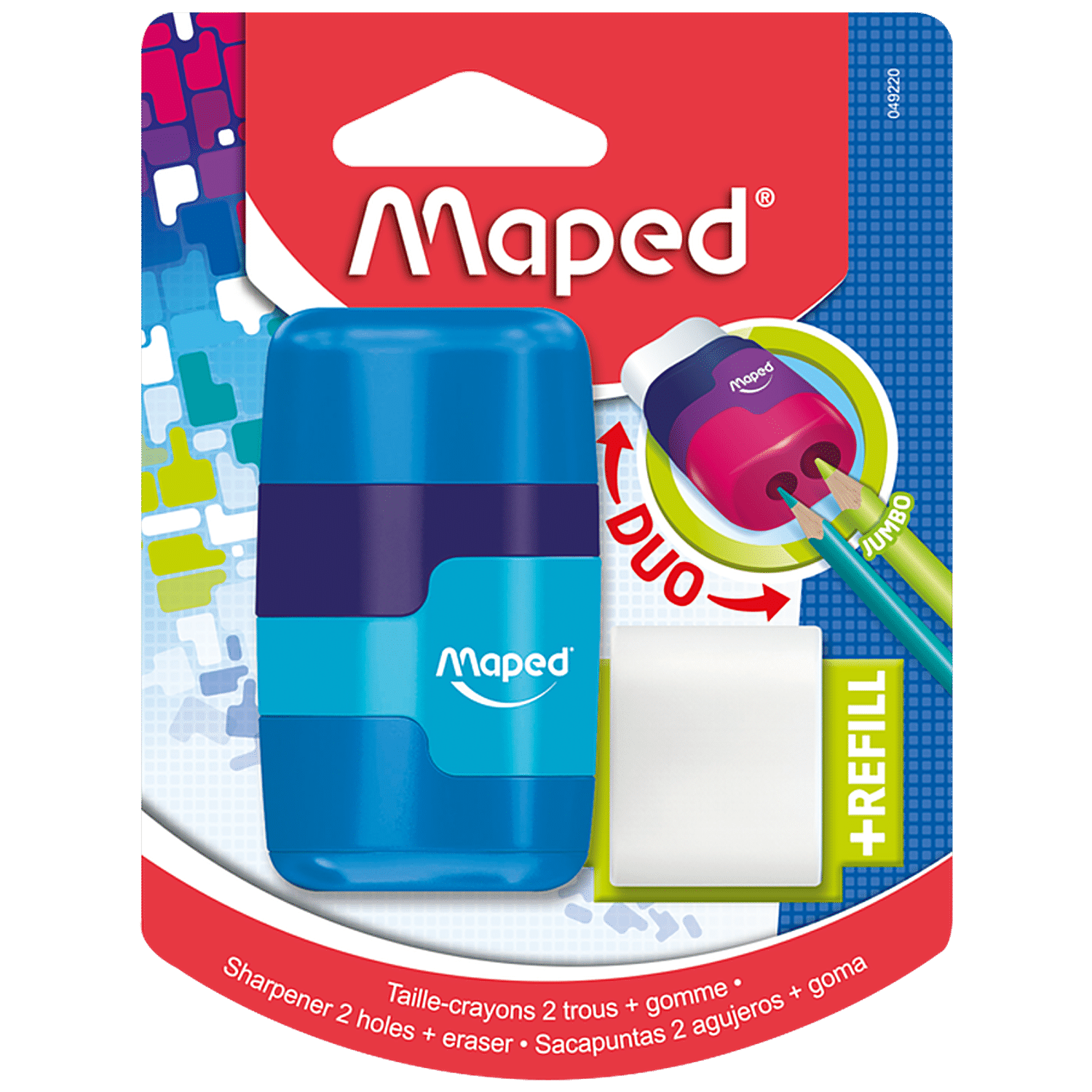 Maped Connect DUO 2 Hole Sharpener / Eraser Combo, Assorted