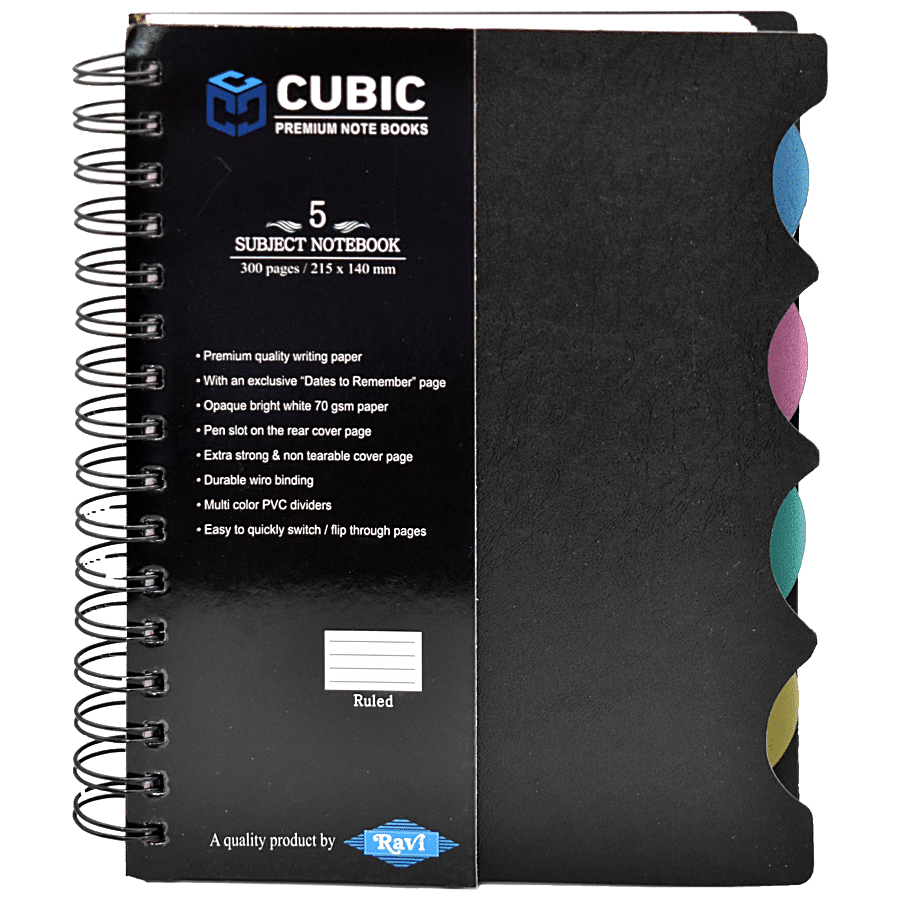 Buy Cubic Eco Wiro Notebook - Black, Spiral Binding, A5, 300 Pages Online  at Best Price of Rs 165 - bigbasket