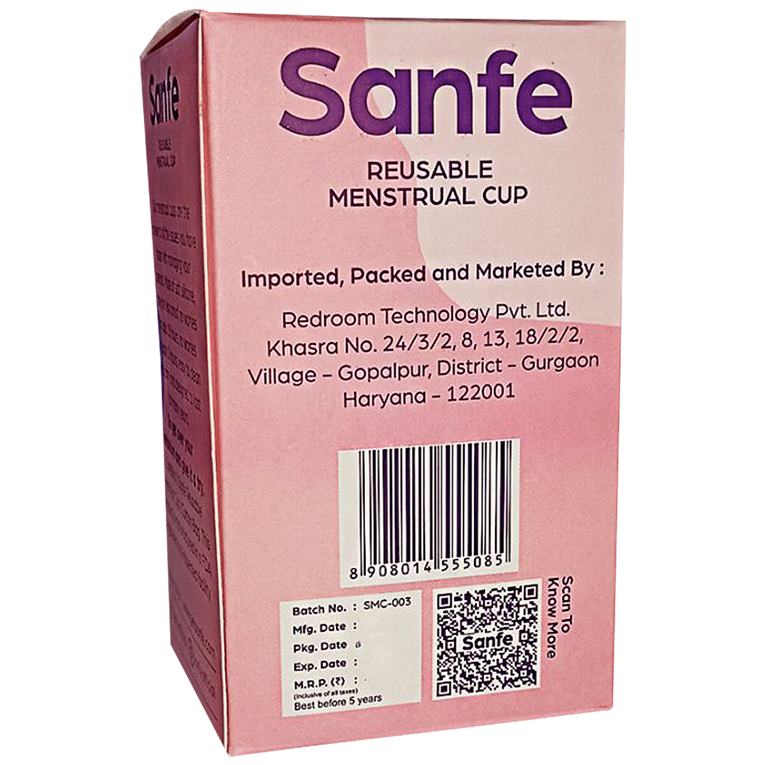 Buy SANFE REUSABLE MENSTRUAL CUP WITH NO RASHES LEAKAGE OR ODOR