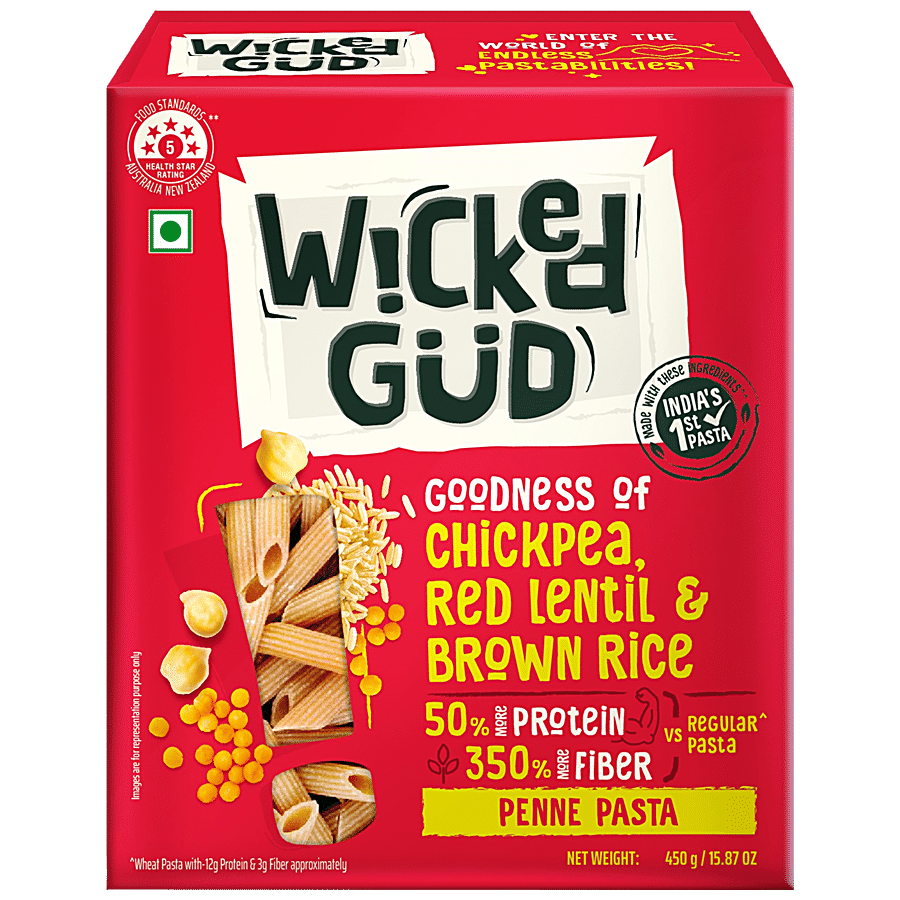 Buy WickedGud Penne Pasta - Chickpea, Red Lentil, Brown Rice, High Fiber &  Protein, Gluten-Free Online at Best Price of Rs 250 - bigbasket