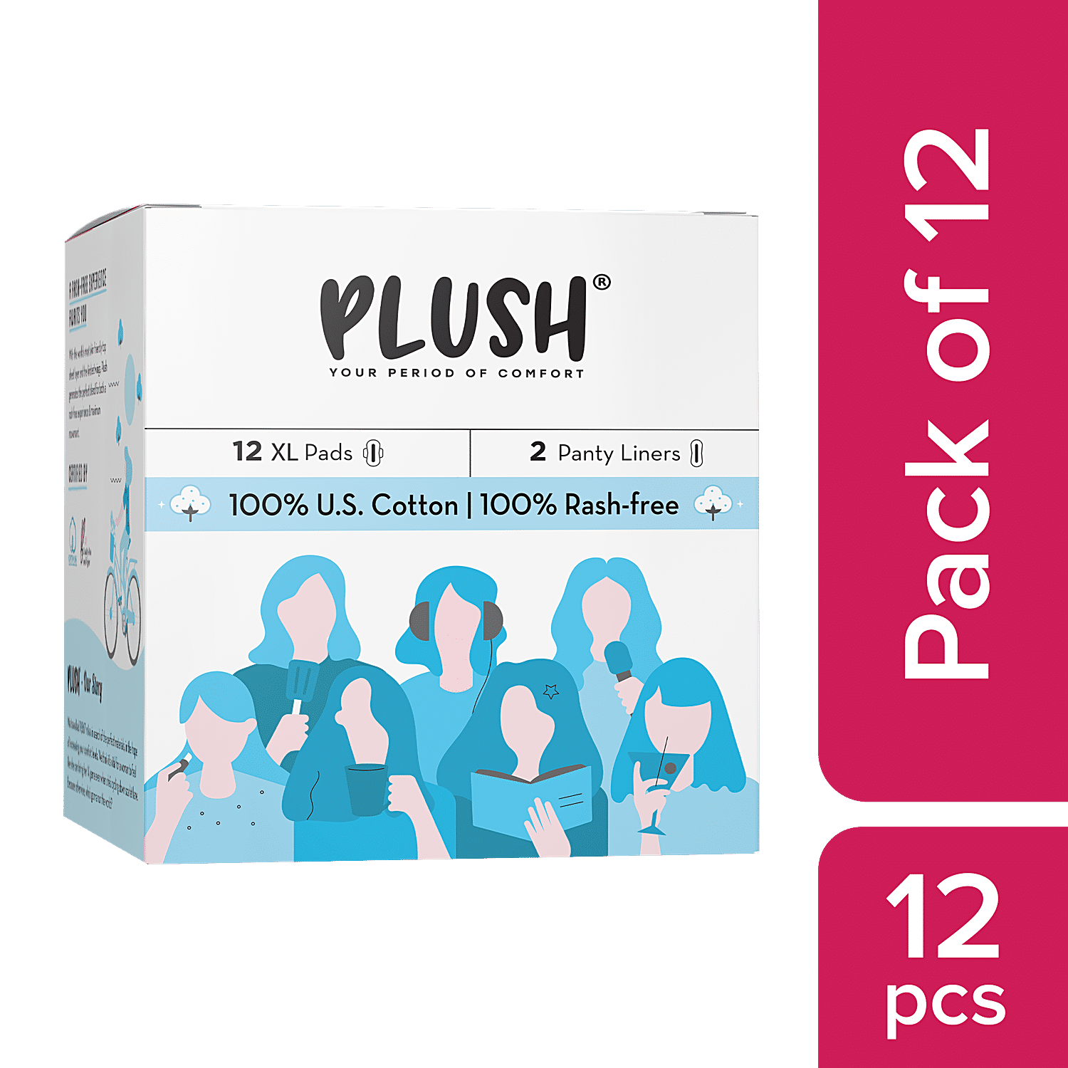 Buy Plush 100% Pure US Cotton Ultra Thin Sanitary Pads, XL pads