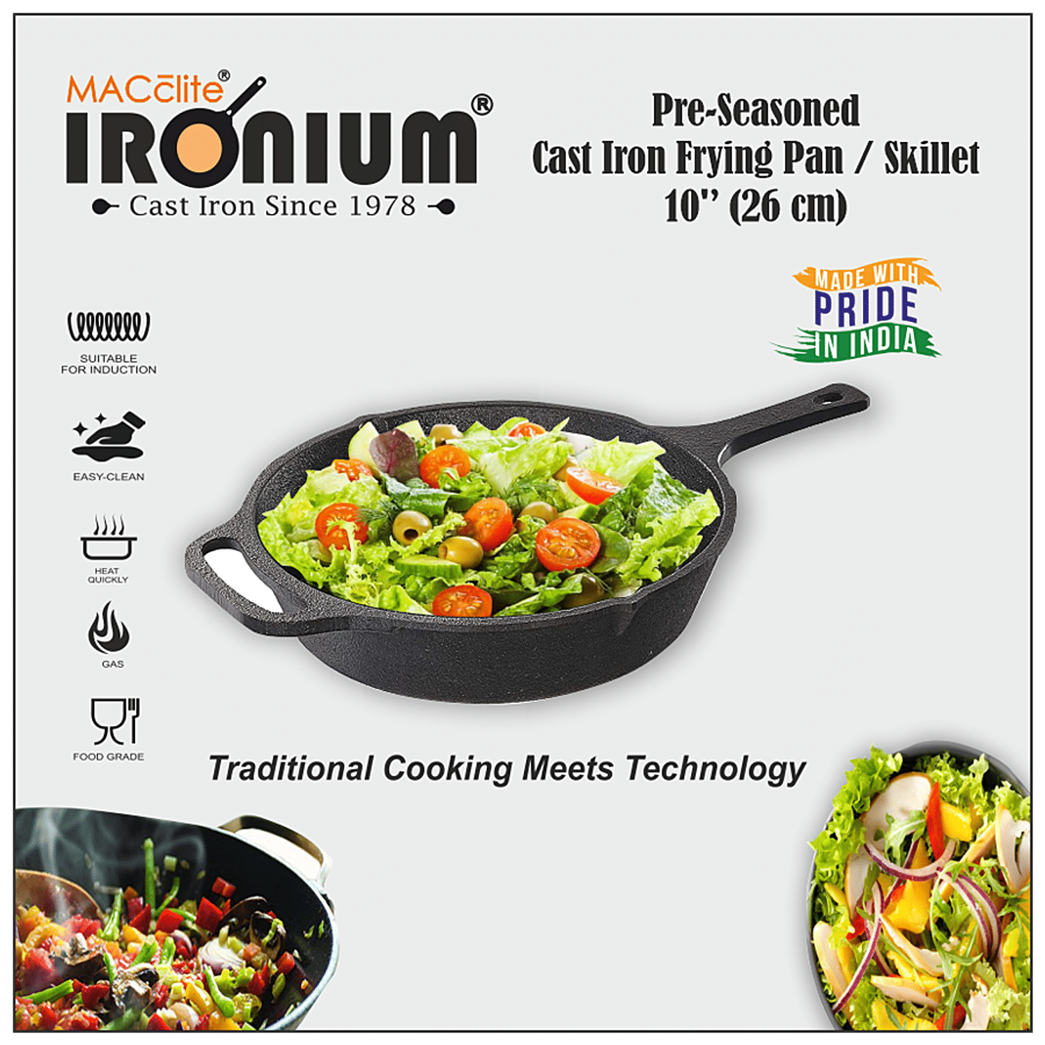 Engarc Cast Iron Omelette Pan - 10 Inch Fry Pan 10 cm diameter 1 L capacity  Price in India - Buy Engarc Cast Iron Omelette Pan - 10 Inch Fry Pan 10