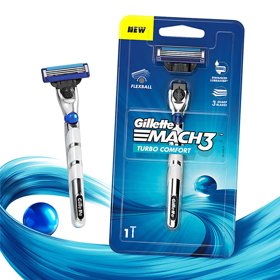 Buy Gillette Mach3 Turbo Men's Razor - With Flexball Technology Online at  Best Price of Rs 320.5 - bigbasket