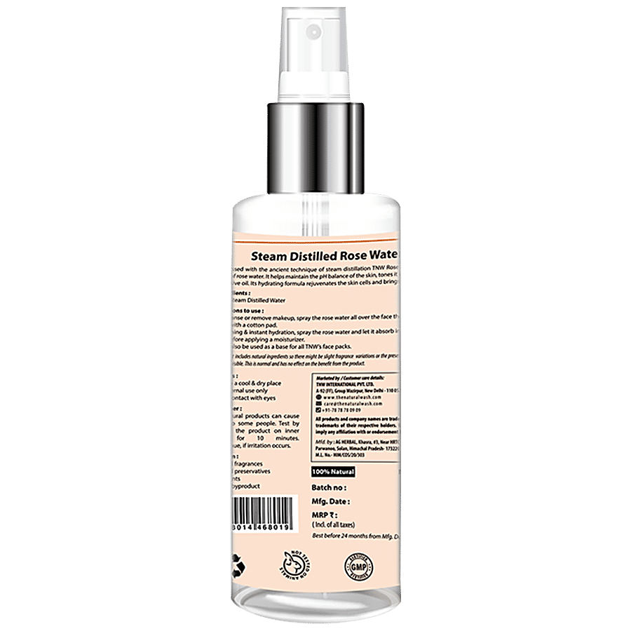 Buy TNW-The Natural Wash Steamed Distilled Rose Water/Mist/Facial Toner - Preservatives Free Online at Best Price of Rs 337.5 photo image