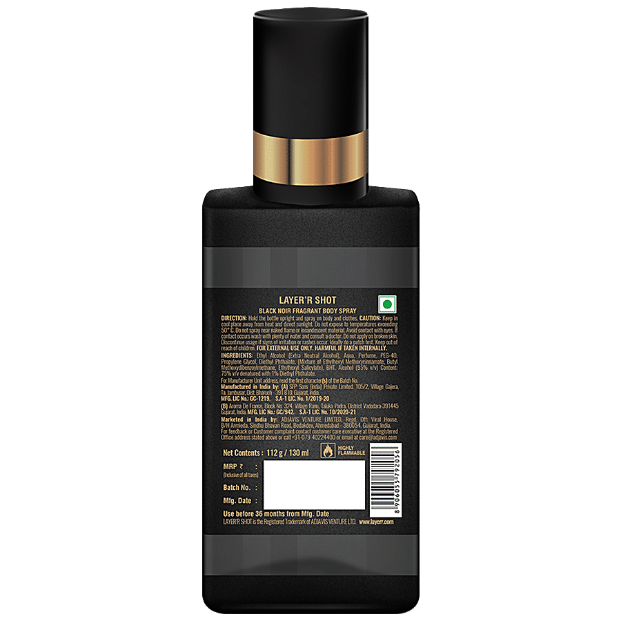 Buy Layerr Shot - Fragrant Body Spray, Black Noir Online at Best Price of  Rs 221 - bigbasket