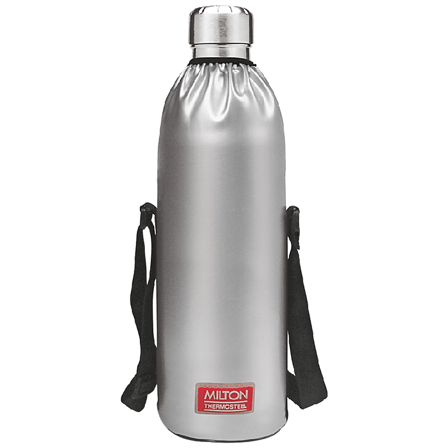 Milton Thermosteel Duo DLX 1000, Double Walled Vacuum Insulated Flask 1000  ml | 34 oz | 1 Ltr |24 Hours Hot and Cold Water Bottle, 18/8 Stainless