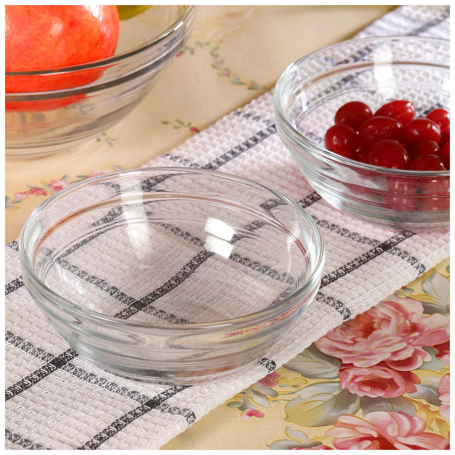 Duralex Lys Clear Stackable Bowls with Lids, Set of 5