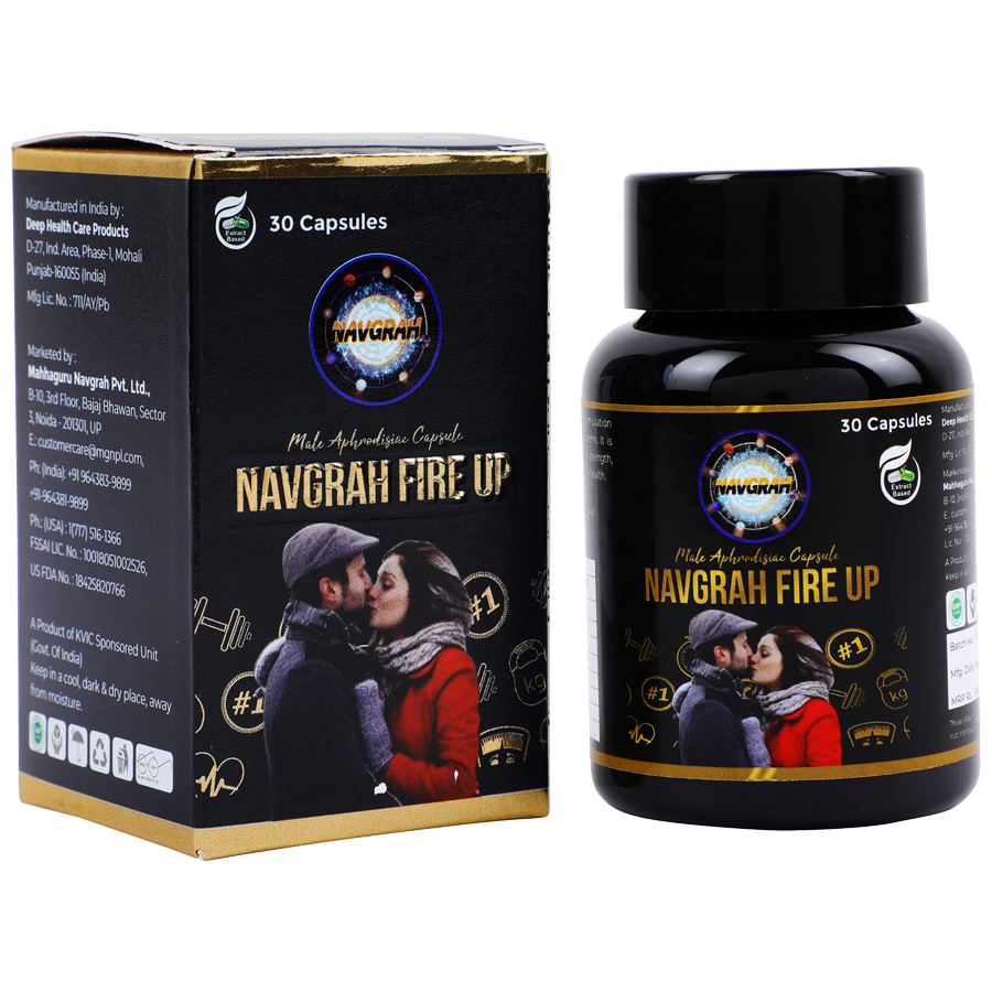 Navgrah Fire Up Aphrodisiac Capsules Herbal Extract Helps Manage Male Sexual Problems 30 pcs